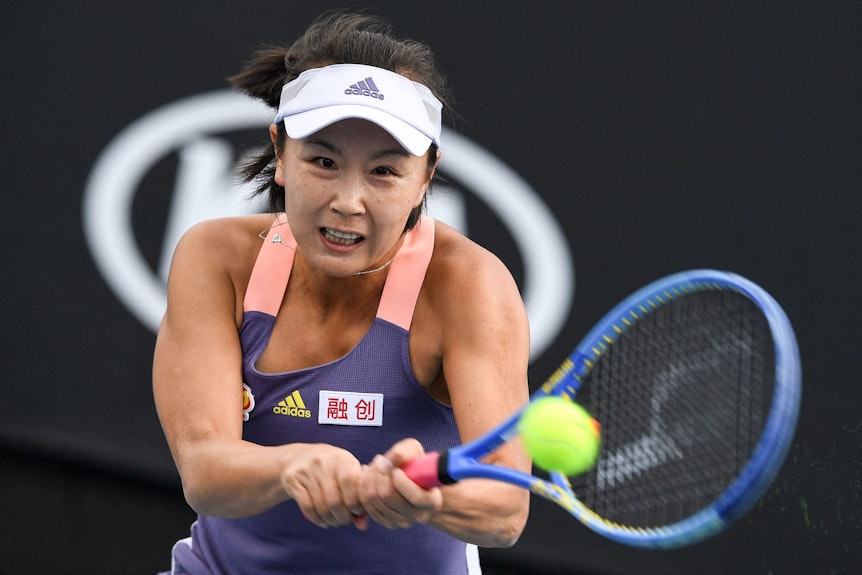 Chinas Tennis-Star Peng Shuai, hier im Spiel bei den Australien Open am 21. Januar 2020 gegen Nao Hibino.