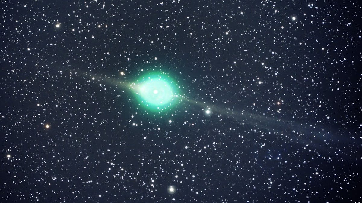 Der Komet 2014 UN271 steuert auf die Erde zu. Er hat einen gigantischen Durchmesser von 150km. Das Symbolfoto (aufgenommen am 1. Februar 2009) zeigt den grünen Komet Lulin.