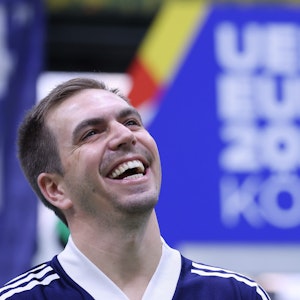 Philipp Lahm, Chef des Organisationskomitees der EM 2024, lacht bei dem Kick-Off-Event der EM-Gastgeberstadt Köln.