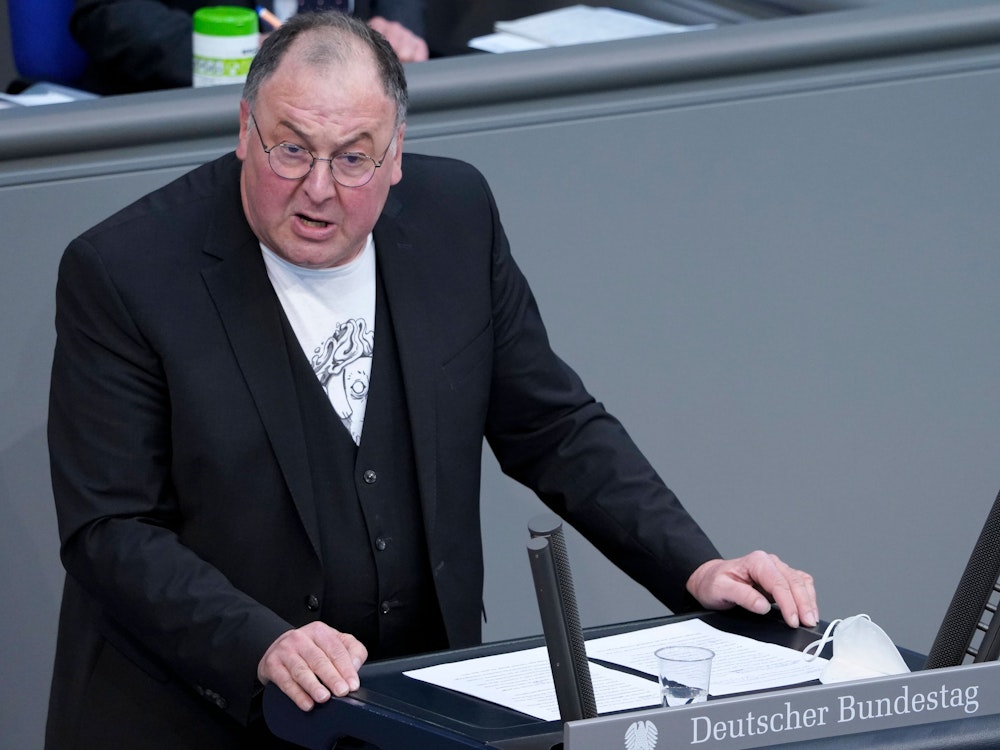 Fordert einen Olympia-Boykott: Erhard Grundl, hier bei einer Rede im Bundestag am 23. April 2021.