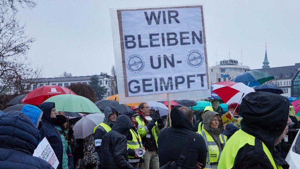 Teilnehmer einer Demonstration von Corona-Impfgegnern Ende November in Hamburg: Zwei von drei Ungeimpften wählen laut einer Forsa-Umfrage AfD oder „Die Basis“.