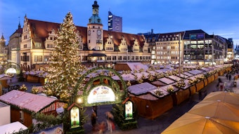 Der Leipziger Weihnachtsmarkt (Foto vom 18. November 2021)wurde zwar aufgebaut – findet in diesem Jahr aber nicht statt.