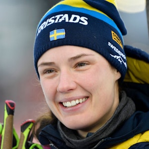 Die Schwedin Hanna Öberg freut sich über ihren Erfolg in Östersund.
