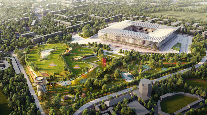 Das neue Fußball-Stadion für Mailand. Die Pläne wurden jetzt öffentlich gemacht.