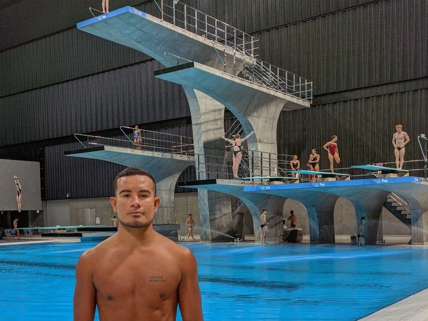 Ian Matos in der olympischen Sprung-Anlage von Tokyo 2021.