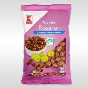 Kaufland ruft vorsorglich Schoko Rosinen mit Vollmich zurück. Die betroffene Charge könnte Spuren von Erdnüssen enthalten.