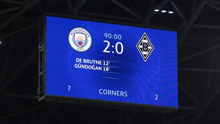 In Budapest unterliegt Borussia Mönchengladbach im Achtelfinale der Champions League Manchester City auch im Rückspiel mit 0:2.