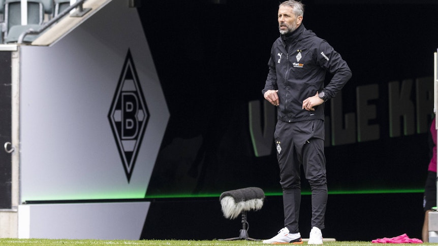 Trainer Marco Rose, hier zu sehen am 15. Mai 2021 im Borussia-Park, verlässt Gladbach nach dieser Saison und wechselt zu Borussia Dortmund.