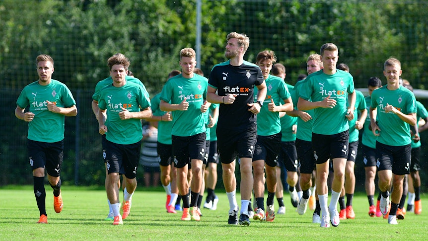 Die Profis der Gladbacher Borussia am 19. August 2020 im Trainingslager in Harsewinkel.