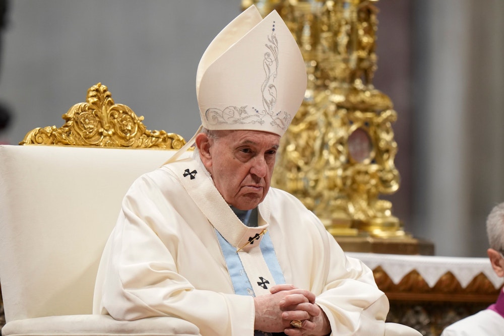Papst Franziskus leitet eine Messe im Petersdom im Vatikan.