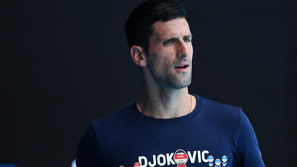Tennis-Profi Novak Djokovic bei einer Trainingseinheit in Melbourne.
