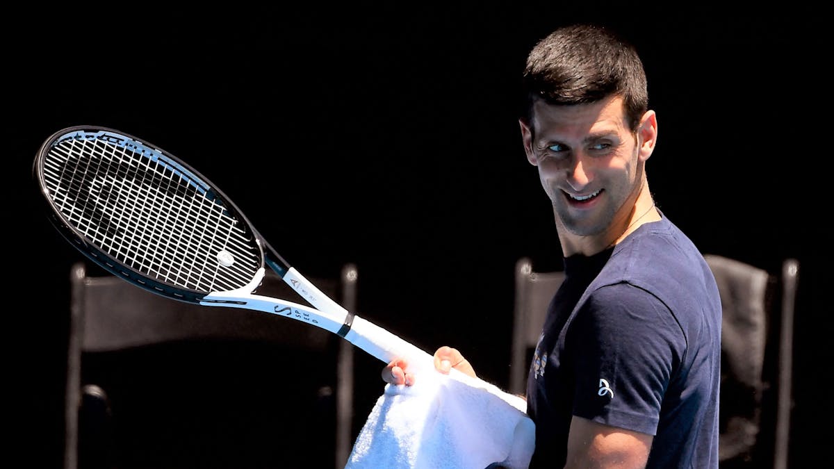 Novak Djokovic auf dem Trainingsplatz in Australien