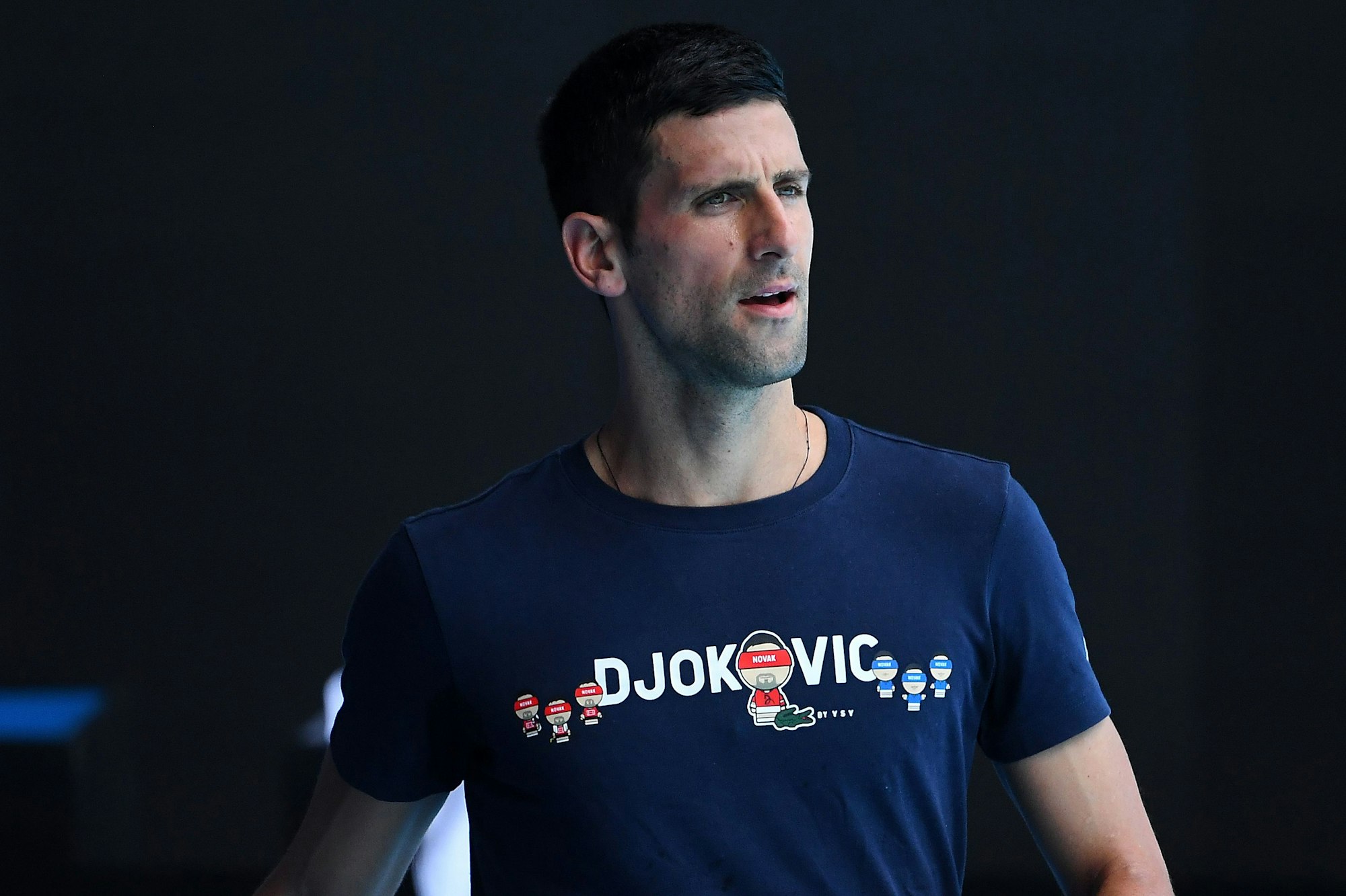 Novak Djokovic aus Serbien ist während einer Trainingseinheit im Melbourne Park in Melbourne zu sehen.