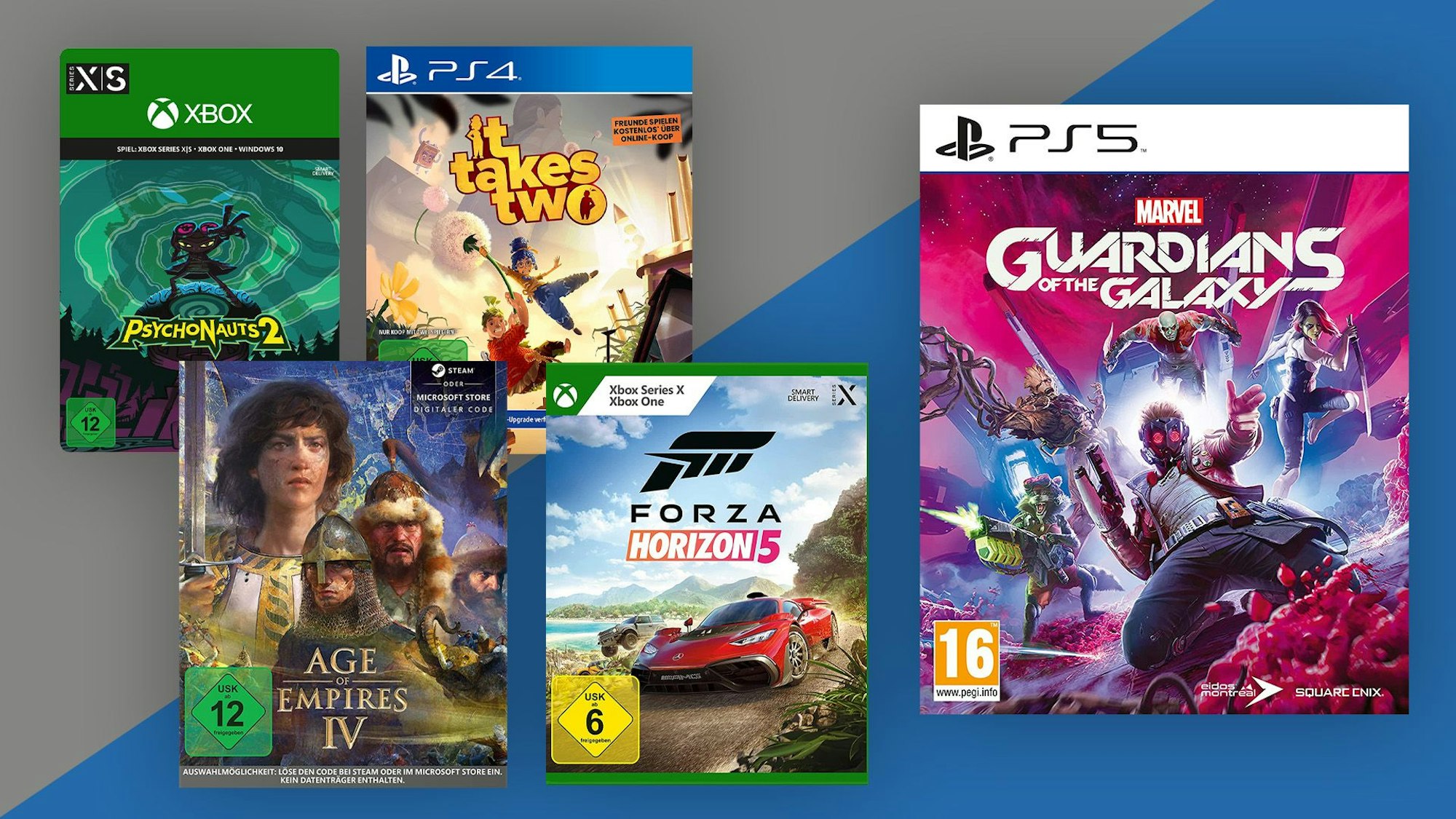 Marvel's Guardians of the Galaxy, Forza Horizon 5, It Takes Two, Age of Empires 4, Psychonauts 2