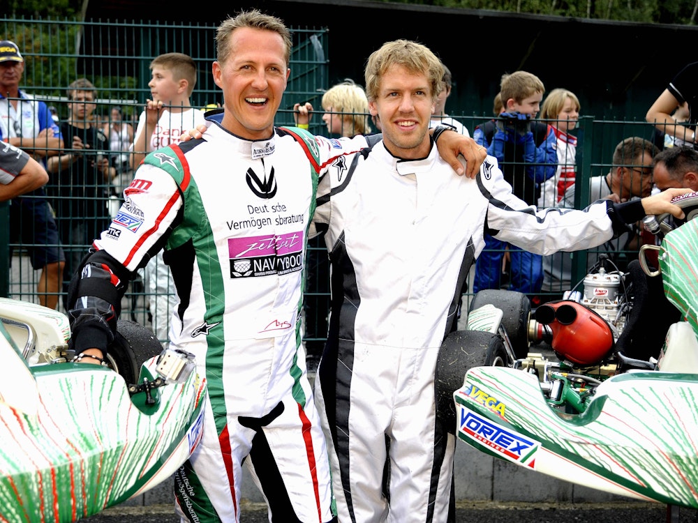 Michael Schumacher und Sebastian Vettel in Kerpen-Manheim.