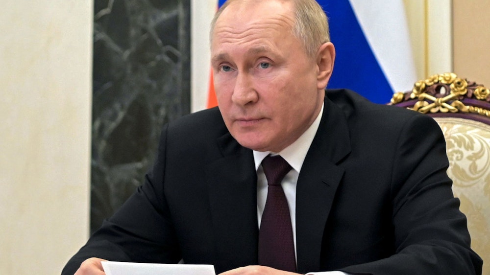 Wladimir Putin, Präsident von Russland, leitet eine Sicherheitssitzung am 21. Januar 2022.