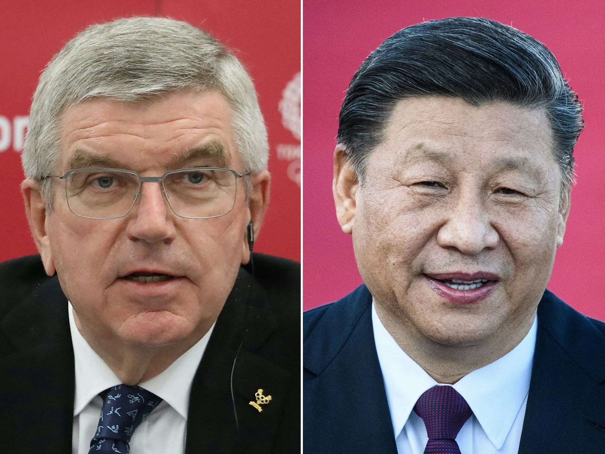 Foto-Kombination mit Thomas Bach (l) und Xi Jinping.