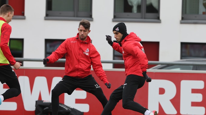 Ellyes Skhiri und Mark Uth im Training des 1. FC Köln.