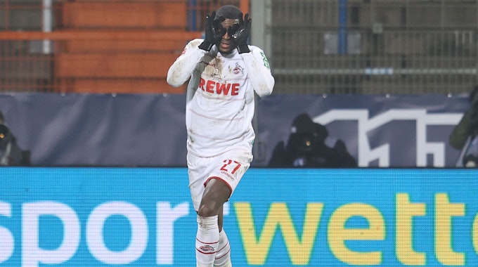 Anthony Modeste bejubelt seinen Treffer zum 2:1 gegen den VfL Bochum für den 1. FC Köln.