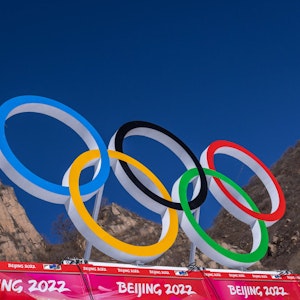 Die Olympischen Ringe bei den Winterspielen in Peking, hier am 2. Februar 2022.