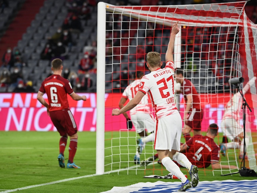 RB Leipzig erzielt gegen Bayern München per Abstauber den 1:1-Ausgleich