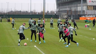 Am Dienstag startet das Team von Borussia Mönchengladbach, hier bei einer Einheit am 3. Februar 2022 im Borussia-Park, in die neue Trainingswoche.
