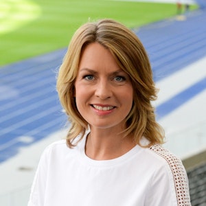 Jessy Wellmer: Die Sportschau-Moderatorin berichtet auch über Olympia 2022. Unser Bild zeigt sie 2017 in Berlin.