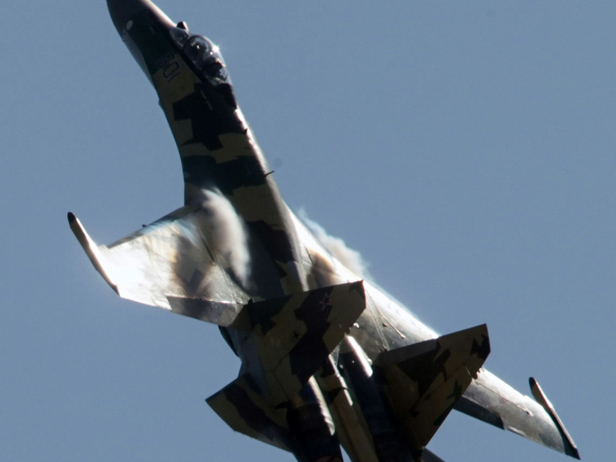 Kampfflugzeug vom Typ Su-35 – hier bei der Luftfahrtschau MAKS 2011 in Schukowski in der Region Moskau (18. August 2011)