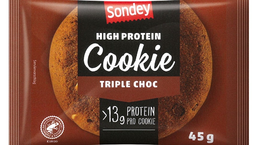 Die Georg Parlasca Keksfabrik GmbH informiert über einen Warenrückruf des Produktes „Sondey High Protein Cookie Triple Choc, 45 g“.