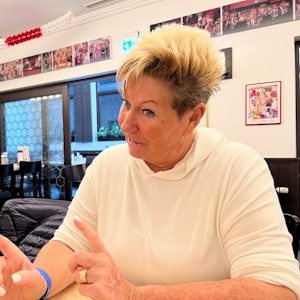 Marita Köllner beim Interview im Brauhaus Sion.
