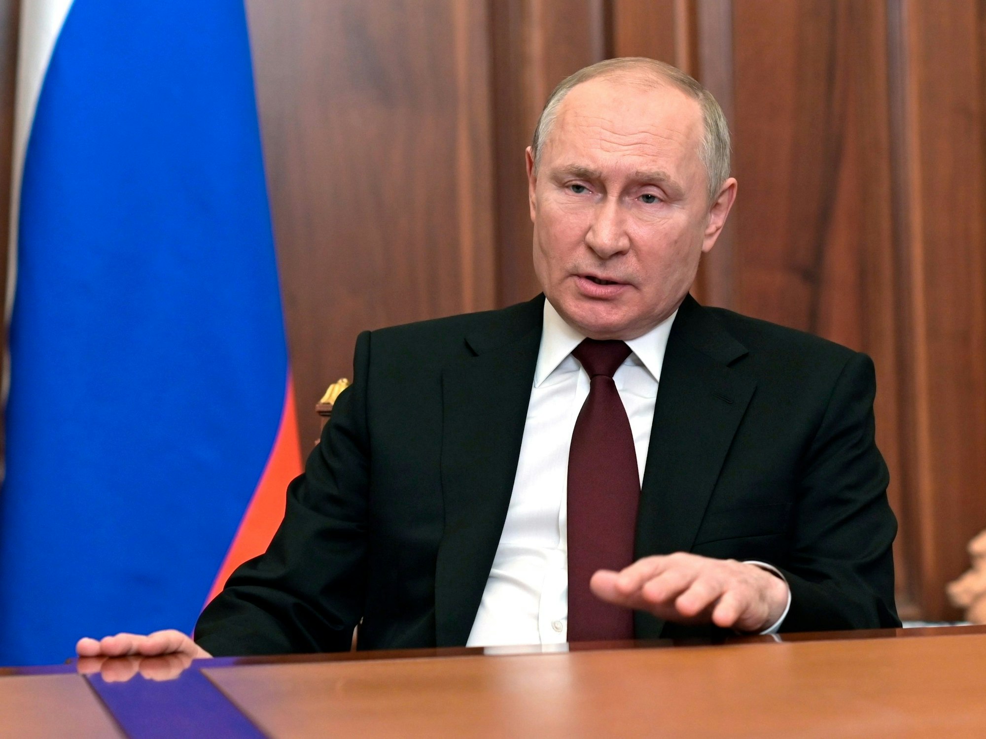Wladimir Putin, Präsident von Russland, spricht zur Nation im Kreml in Moskau, Russland
