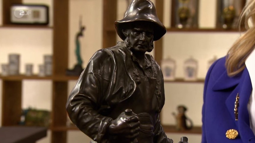 Hüttenwerker-Bronzefigur bei Bares für Rares am 24. Februar 2022. Screenshot ZDF