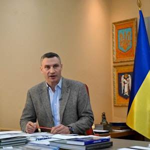 Ex.Schwergewichtsweltmeister Vitali Klitschko in seinem Büro in Kiew.