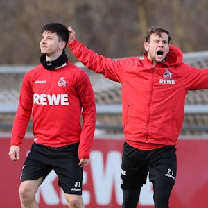 Louis Schaub und Tomas Ostrak im Training des 1. FC Köln