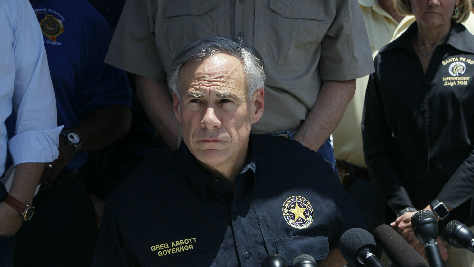 Greg Abbott, Gouverneur von Texas, spricht während einer Pressekonferenz im Mai 2018.