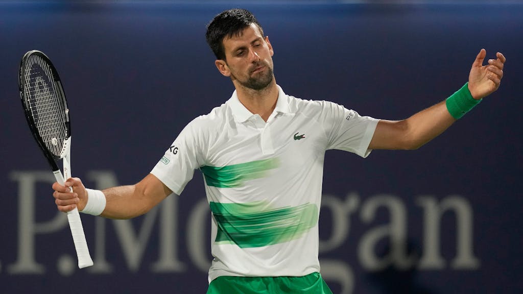 Novak Djokovic verlor sein Spiel gegen Jiri Vesely am 24. Februar 2022 beim ATP-Turnier in Dubai.