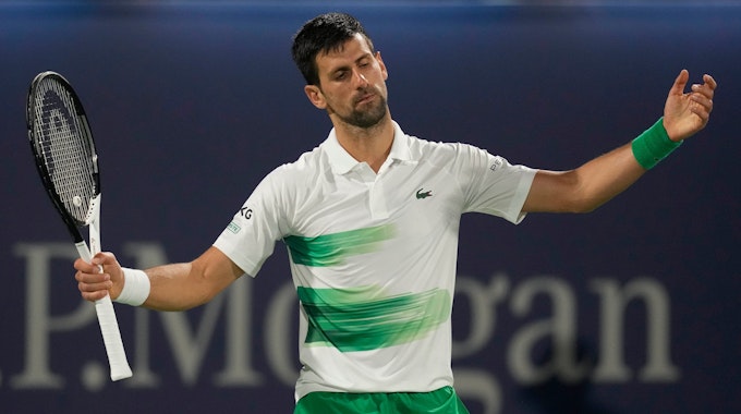 Novak Djokovic verlor sein Spiel gegen Jiri Vesely am 24. Februar 2022 beim ATP-Turnier in Dubai.