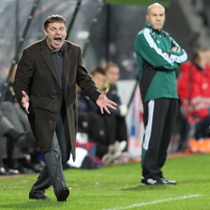 Fußball-Trainer Oleg Luschnyj bei einem Europa-League-Spiel.