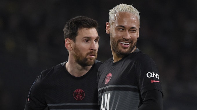 Die beiden Paris-Stars Lionel Messi (l.) und Neymar (r.).