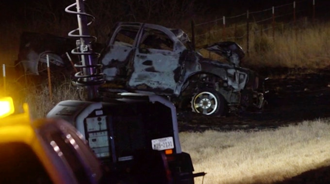 Das Wrack eines Wagens nach dem Horror-Unfall in Texas am 15. März 2022.
