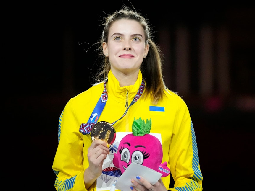 Eine Gold-Medaille für die Ukraine: Jaroslawa Mahutschich siegt im Hochsprung.