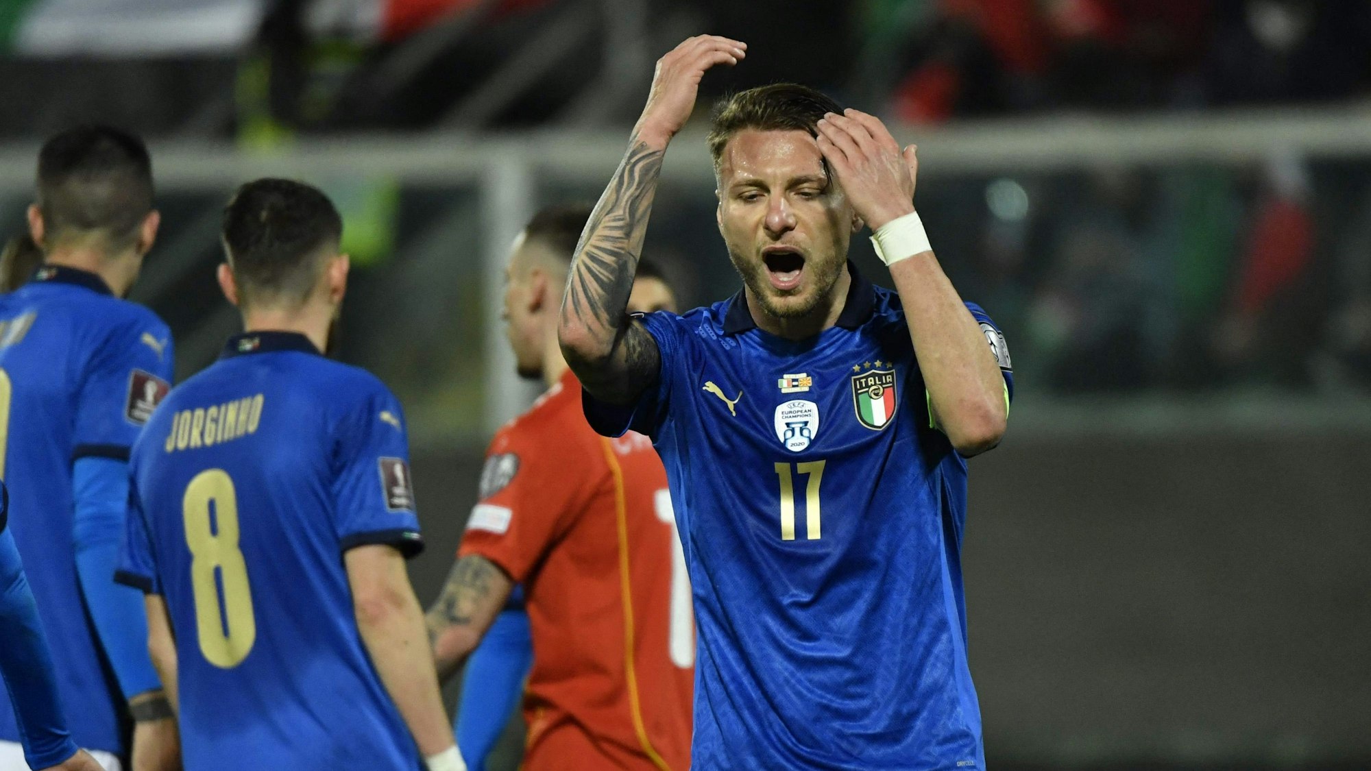 Ciro Immobile ärgert sich bei Italiens Playoff-Blamage gegen Nordmazedonien.