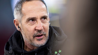 Adi Hütter, Coach von Borussia Mönchengladbach, hier am 6. März 2022 beim Auswärtsspiel in Stuttgart, kann sich eine Trainer-Tätigkeit bis ins hohe Rentenalter nur schwer vorstellen.