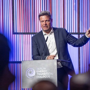 Robert Habeck (Bündnis 90/Die Grünen), Bundesminister für Wirtschaft und Klimaschutz, spricht beim Berlin Energy Transition Dialogue im Auswärtigen Amt.