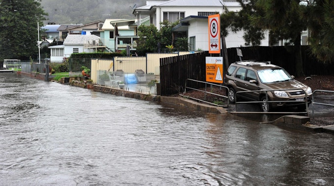 Fluss Worona im Süden Sydneys, hier am 7. April 2022, tritt über die Ufer – und überflutet das Zuhause tausender Anwohner.