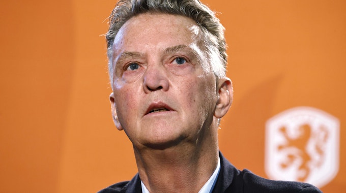 Louis van Gaal, Trainer der niederländischen Nationalmannschaft, während einer Pressekonferenz.
