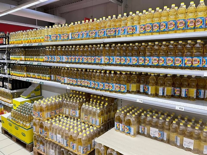 Ein Kunde teilte auf der Facebook-Seite von Aldi Süd das Regal eines Supermarktes in Kroatien, voll gefüllt mit Sonnenblumenöl. In anderen Ländern ist die Lage weniger dramatisch als in Deutschland. Aber warum?