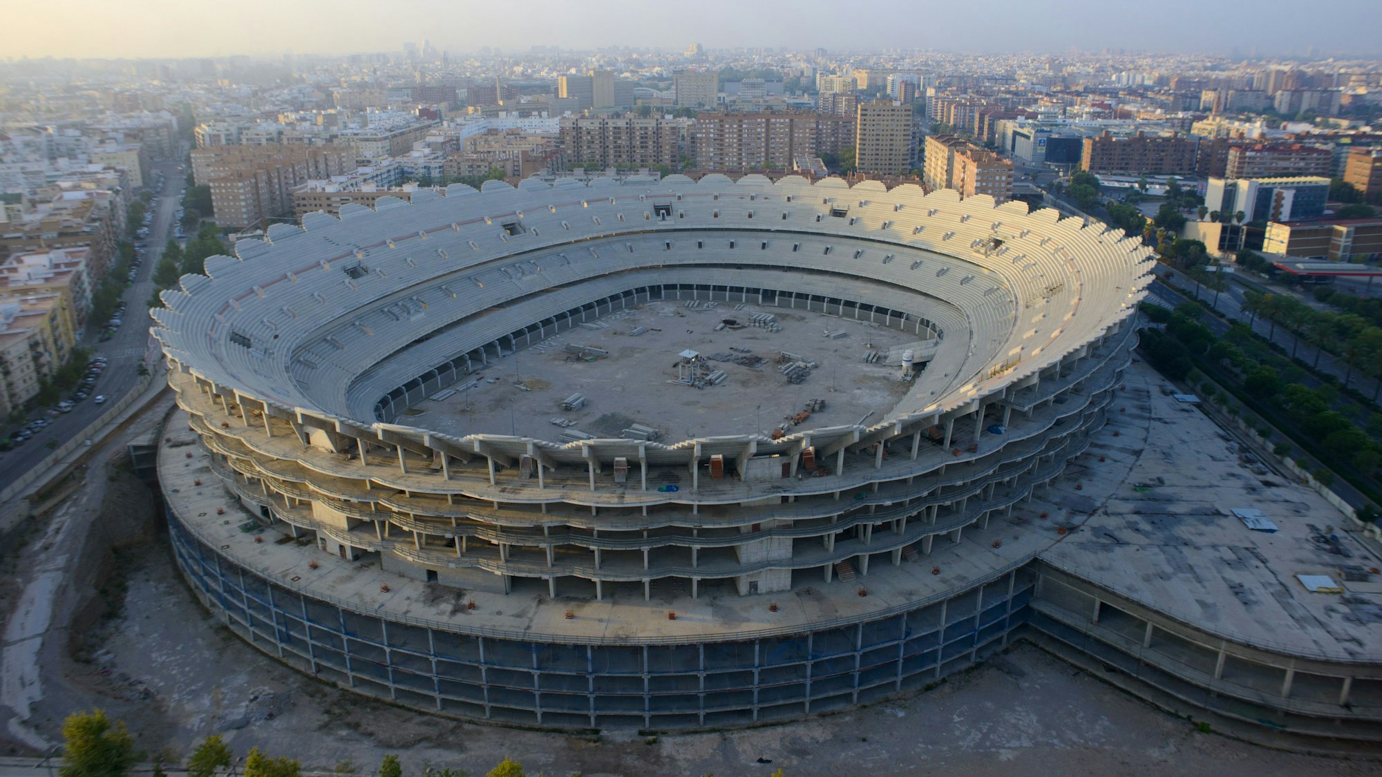 Die stillgelegte Stadion-Baustelle des Nou Mestalla in Valencia