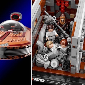 Lego Star Wars Luke Skywalkers Landspeeder UCS und Star Wars Todesstern Müllpresse Diorama. Bild für Lego Neuheiten April und Mai 2022 Artikel.