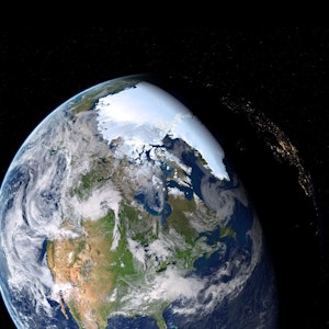 Auf dem Foto sieht man die Erde vom Weltall aus.